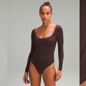 lululemon athletica Long Sleeve Bodysuit in Dark Brown